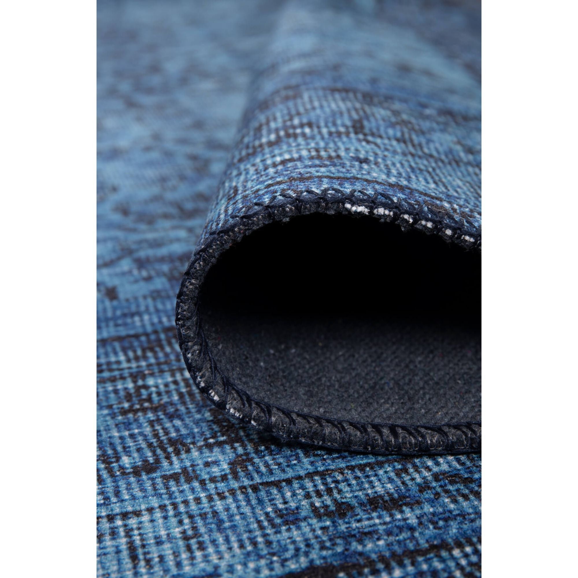 Vintage Cotton Area Rug – Washable Non Slip Blue Soft Microfiber Rug