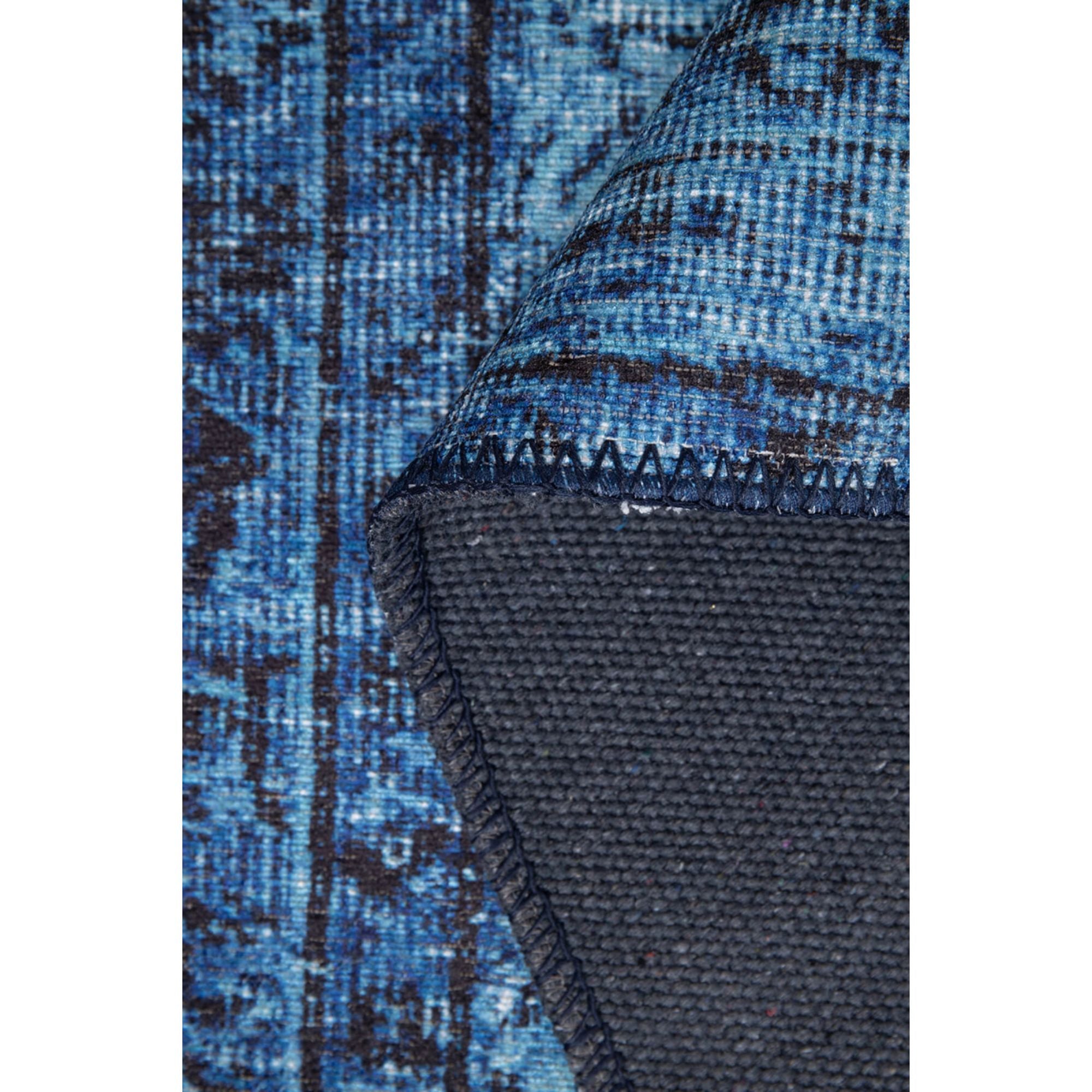 Vintage Cotton Area Rug – Washable Non Slip Blue Soft Microfiber Rug