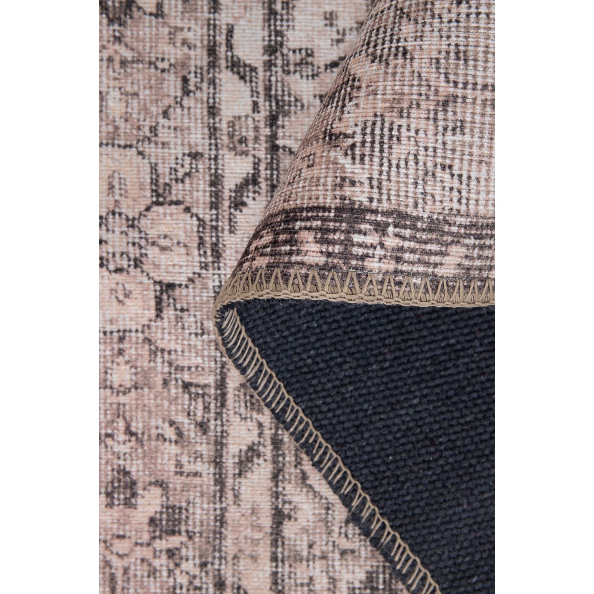 Digital Print Area Rug – Beige Medallion Pattern Soft Microfiber Carpet by Artloop