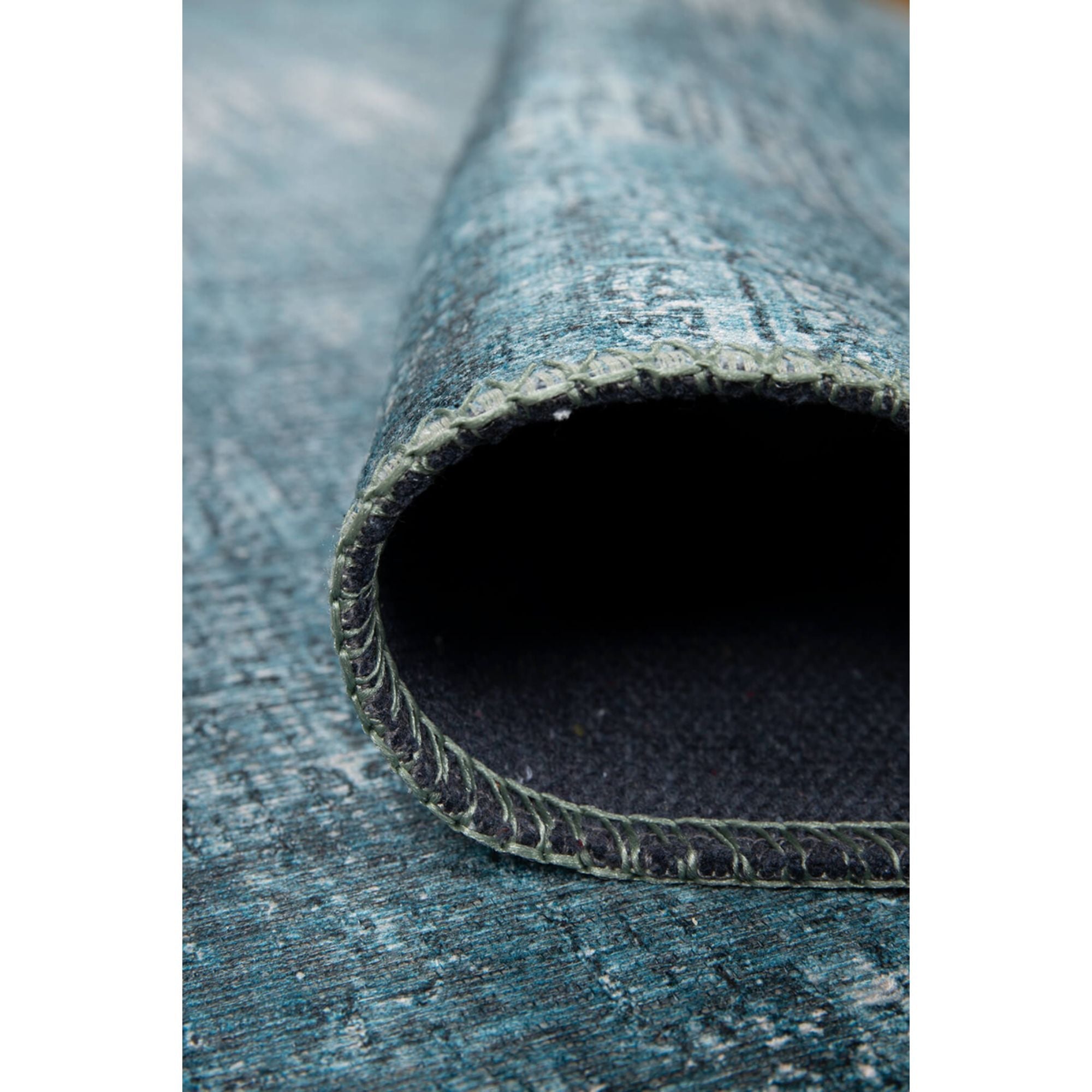 Vintage Cotton Area Rug - Washable Non Slip Turquoise Soft Microfiber Carpet