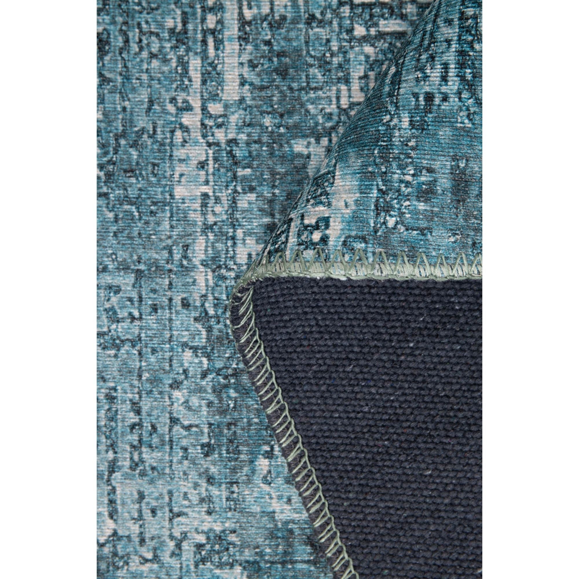 Vintage Cotton Area Rug - Washable Non Slip Turquoise Soft Microfiber Carpet