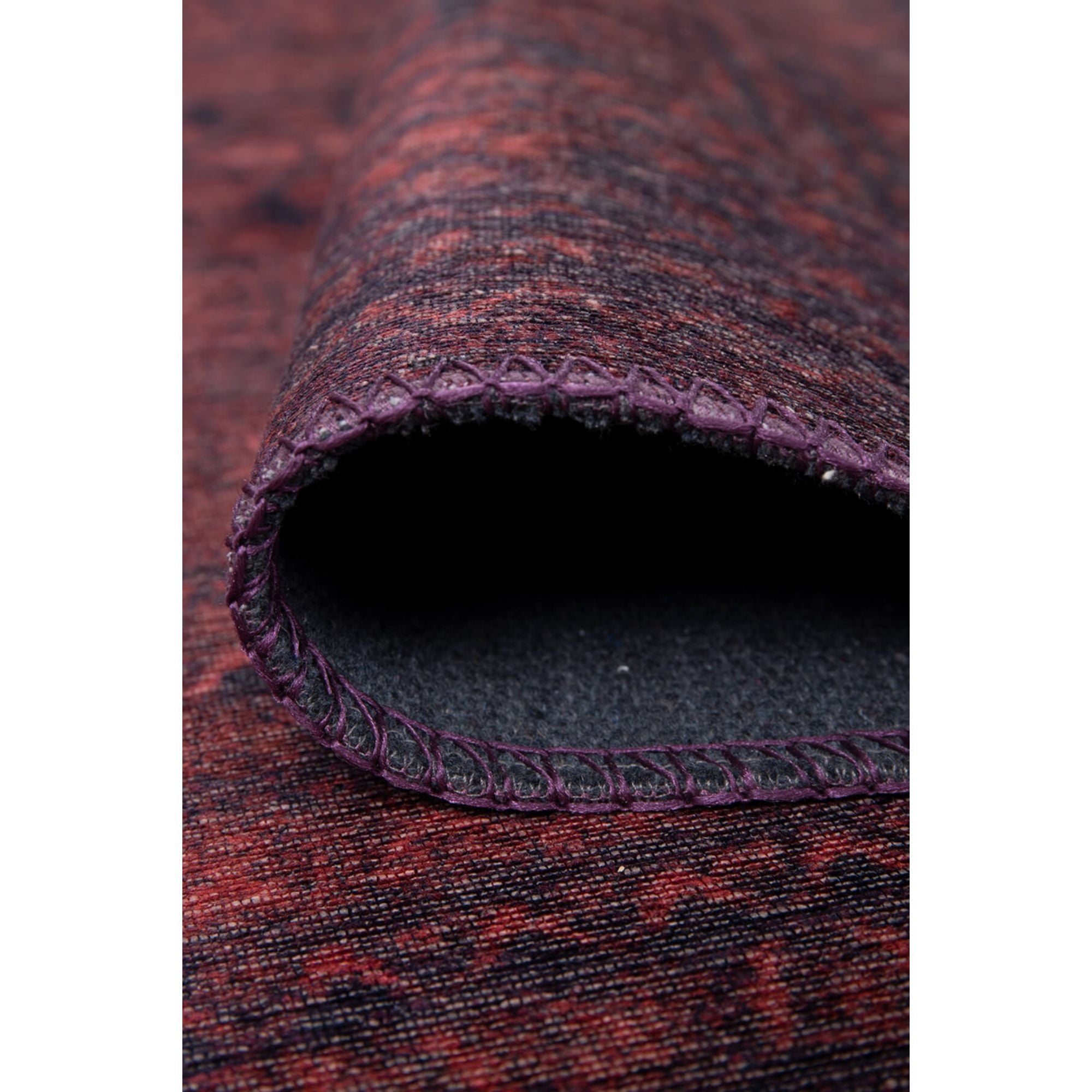 Vintage Cotton Area Rug - Washable Non Slip Red Polyester Woven Rug