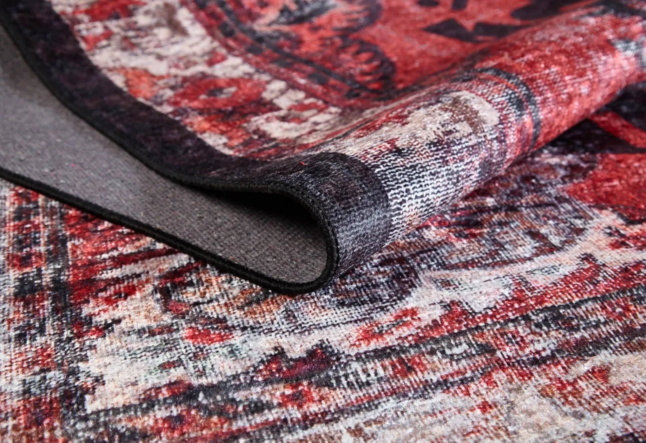 Red Design Area Rug – Digital Print Rug | Non Slip, Antibacterial Carpet
