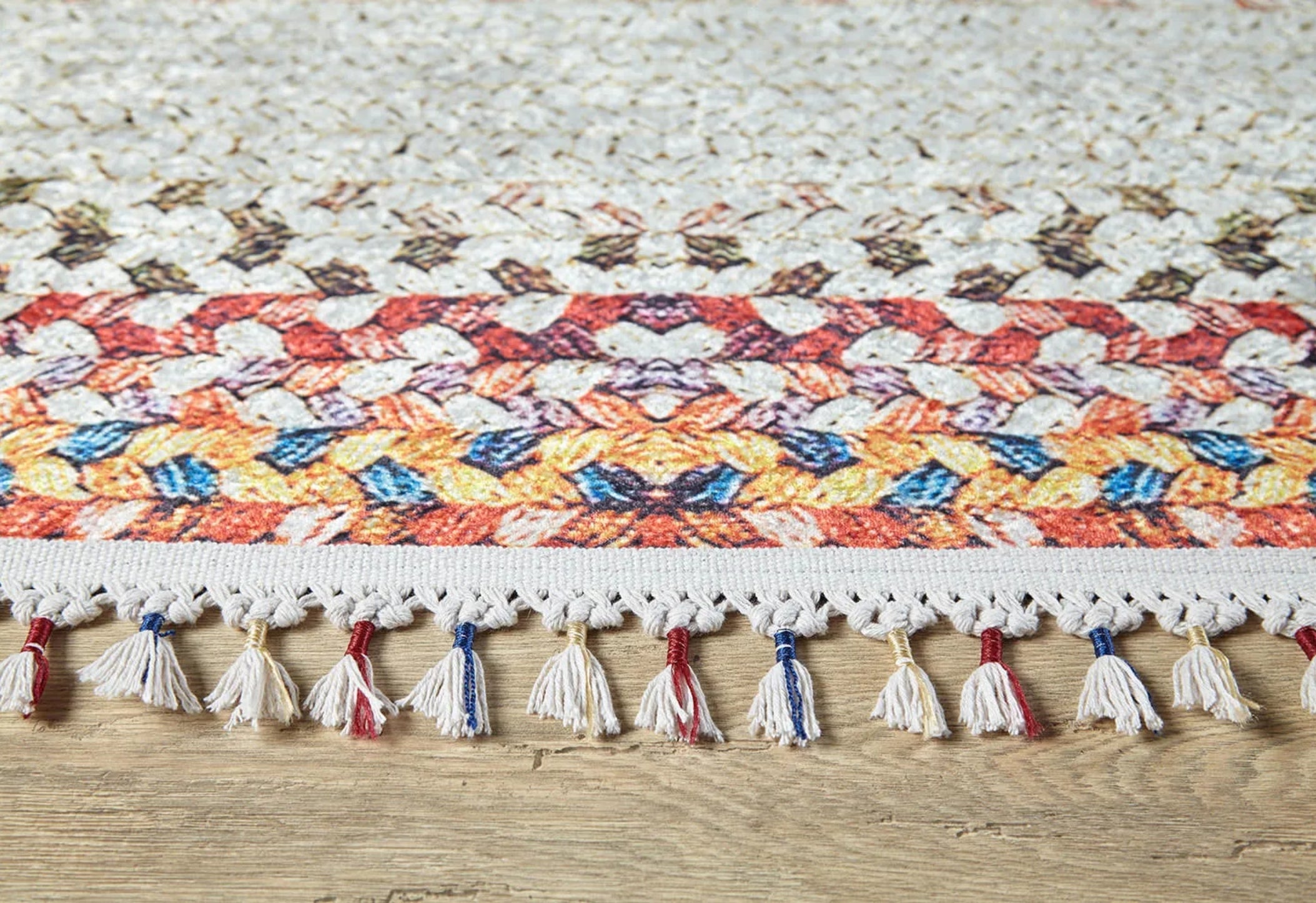Cream Striped Area Rug – Digital Print Rug With Non Slip Backing & Antibacterial Carpet