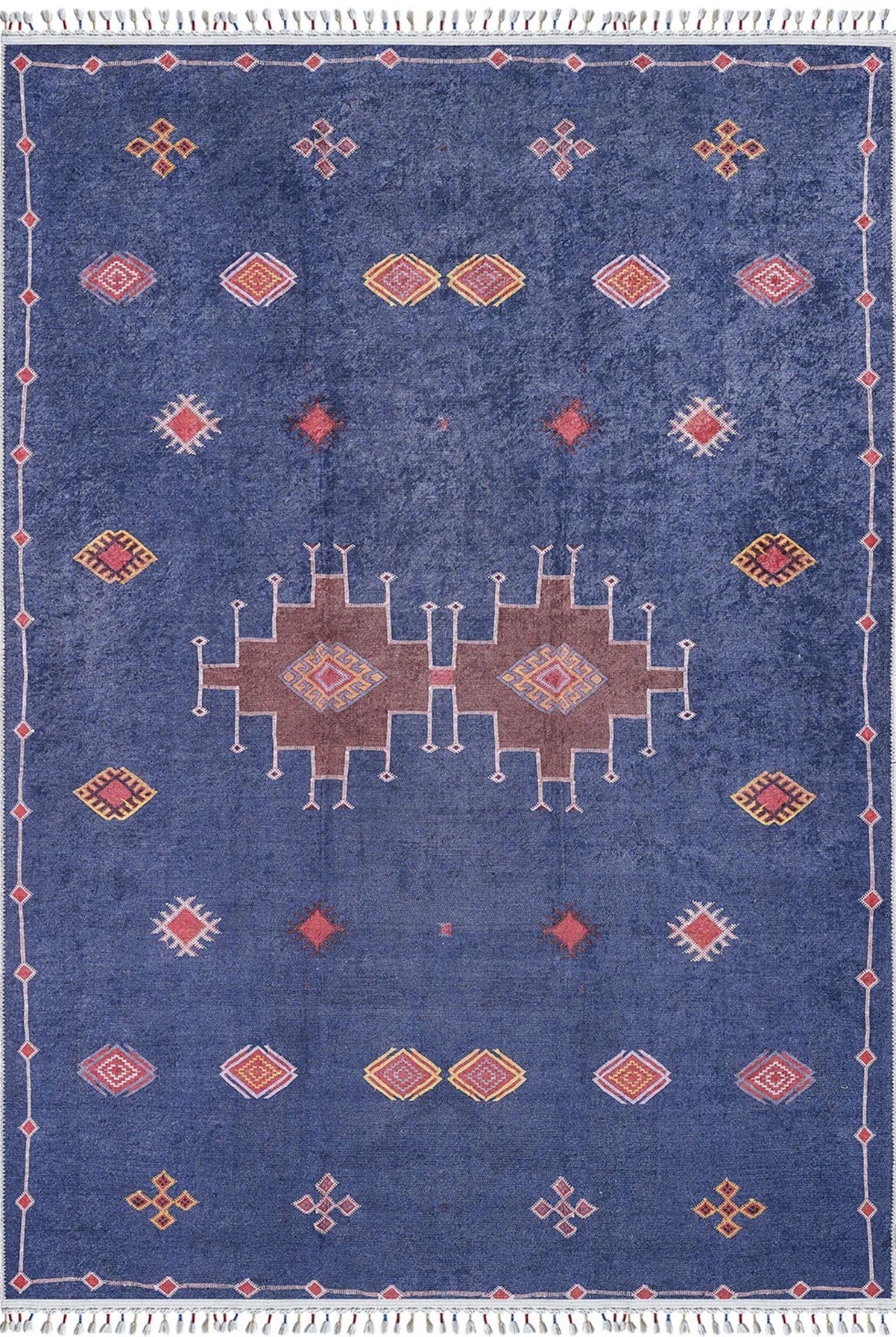 Navy Geometric Area Rug – Digital Print, Non Slip, Antibacterial Carpet