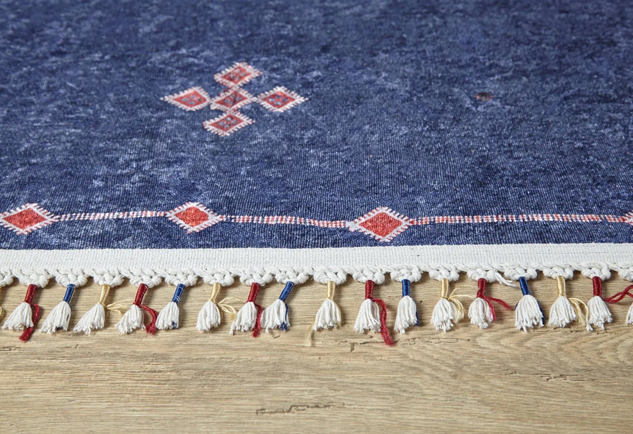 Navy Geometric Area Rug – Digital Print, Non Slip, Antibacterial Carpet