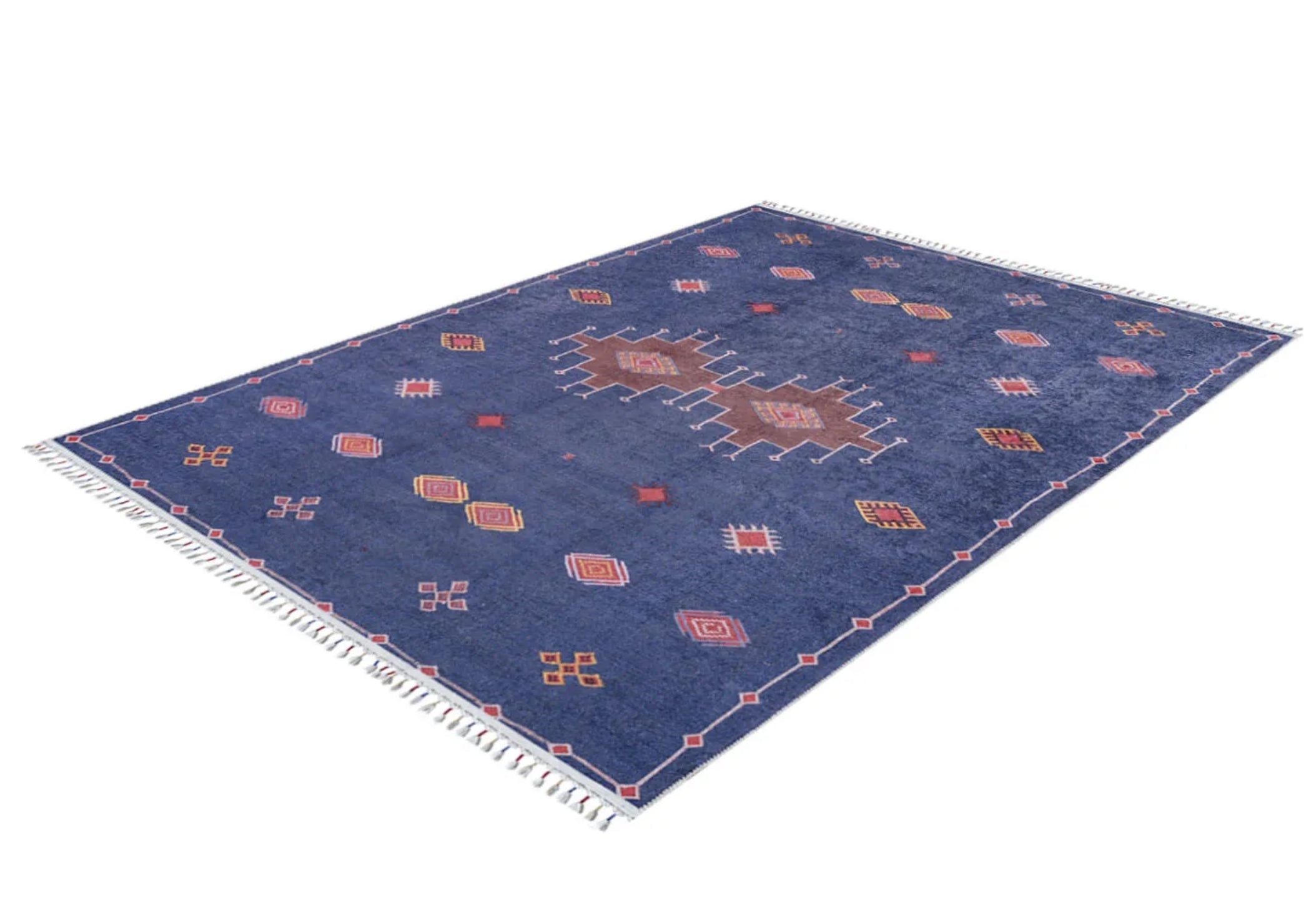 Navy Geometric Area Rug – Digital Print, Non Slip, Antibacterial Carpet