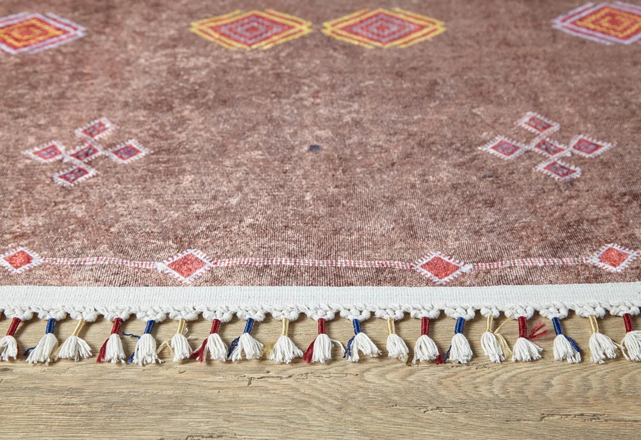 Brown Geometric Area Rug – Digital Print Non Slip Carpet for Living Room