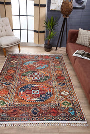 Geometric Area Rug – Brown Digital Print Rug | Non Slip, Antibacterial Carpet