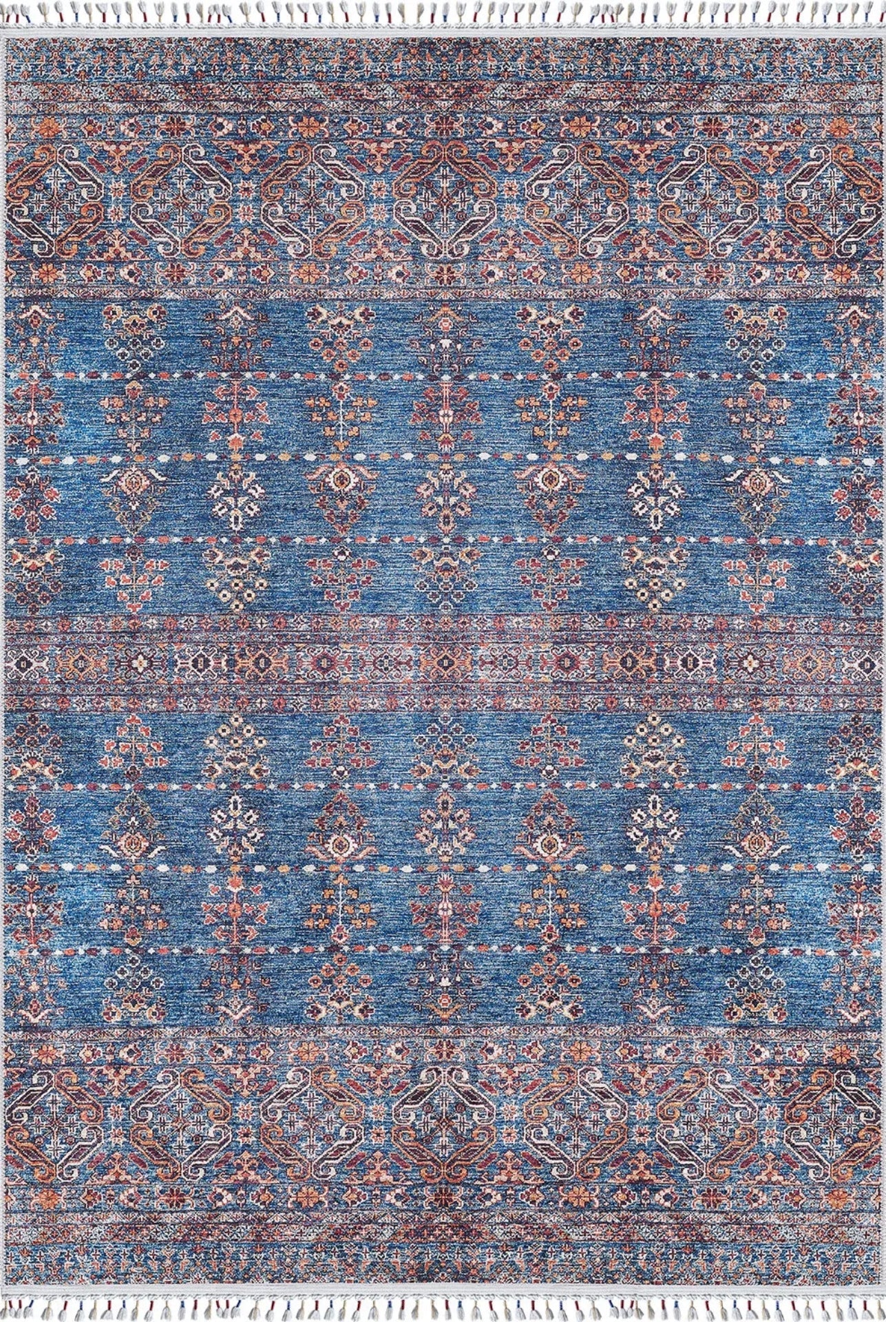 Digital Print Area Rug – Blue Classic Non Slip Antibacterial Carpet for Living Room