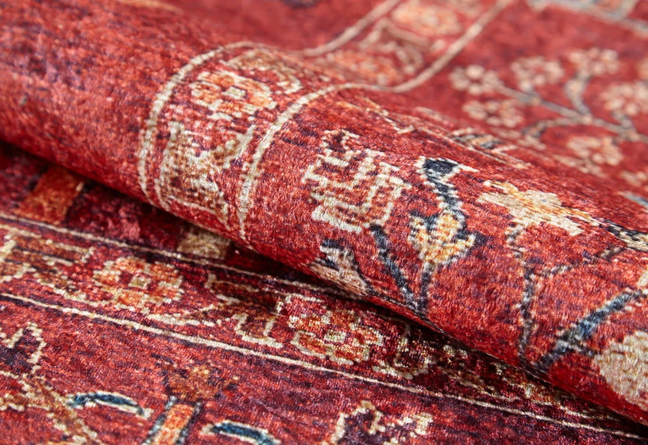 Modern Digital Area Rug - Red Non Slip Antibacterial Carpet for Living Room