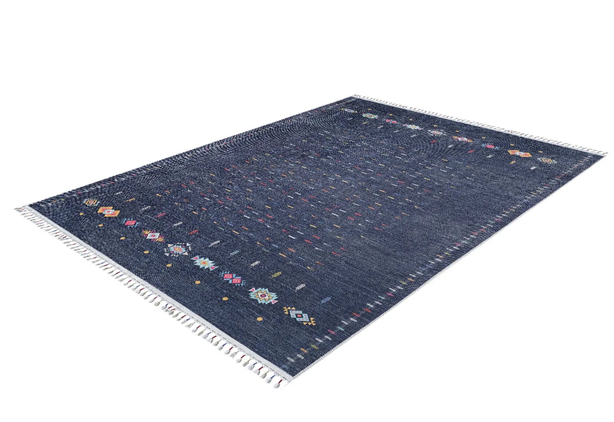 Modern Digital Print Rug – Navy Area Rug | Non Slip, Antibacterial Carpet