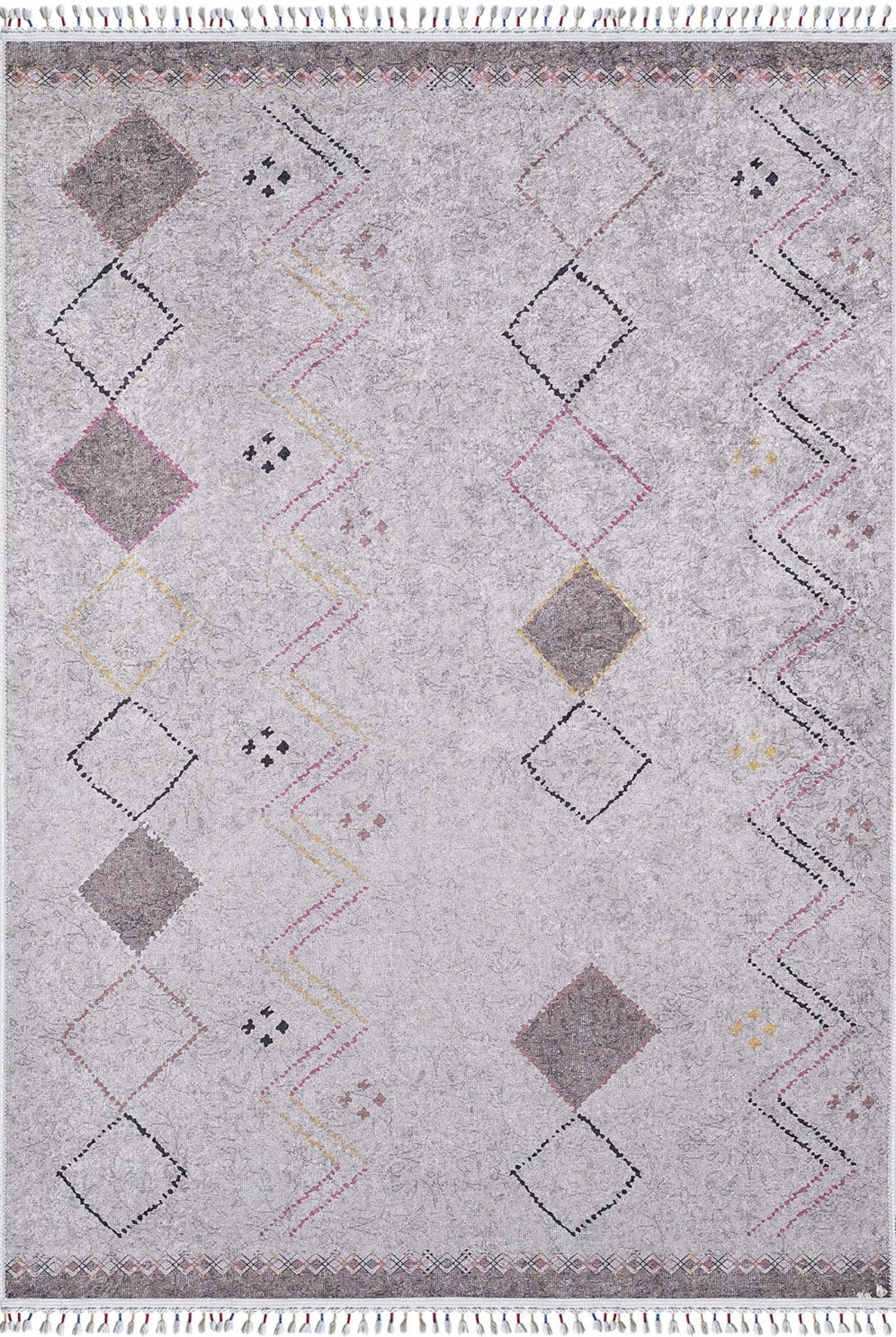 Grey Geometric Area Rug - Digital Print Rug | Non Slip, Antibacterial Floor Carpet