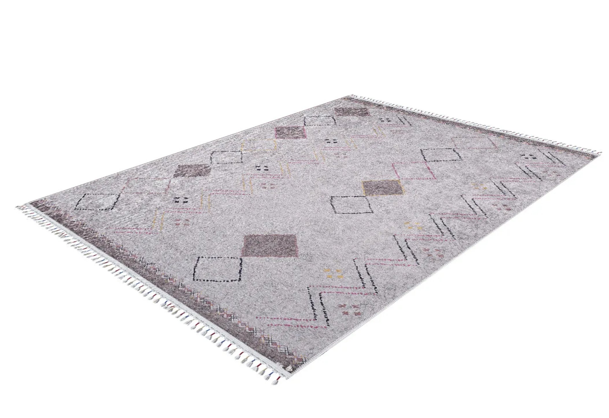 Grey Geometric Area Rug - Digital Print Rug | Non Slip, Antibacterial Floor Carpet