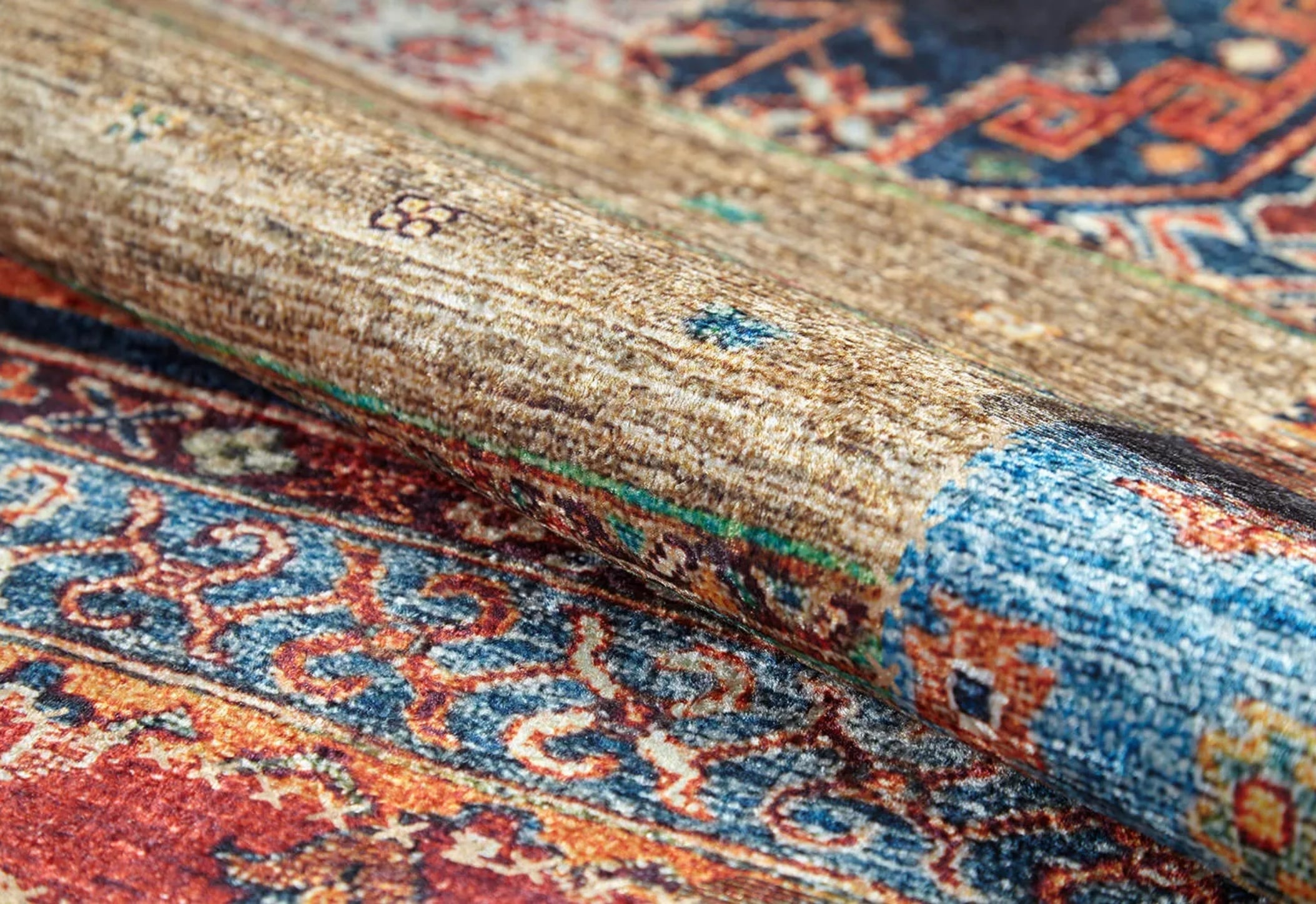 Blue Digital Print Rug – Classic Area Rug, Non Slip, Antibacterial Carpet for Living Room