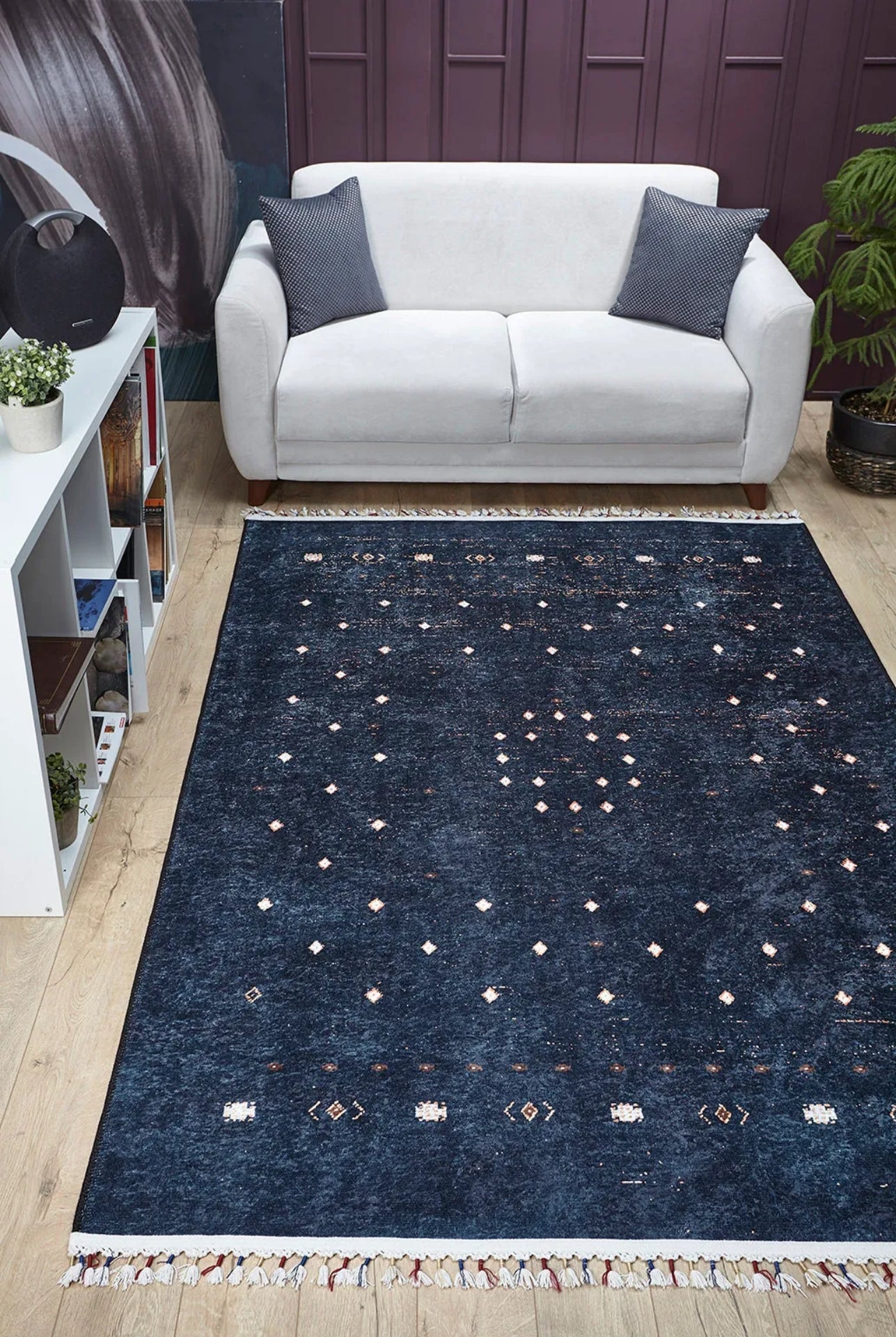 Modern Digital Area Rug – Black Antibacterial Non Slip Carpet for Living Room
