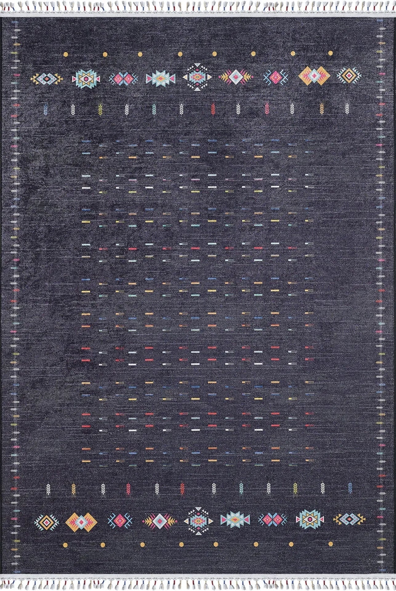 Modern Area Rug – Black Digital Print Rug With Non Slip Carpet Backing