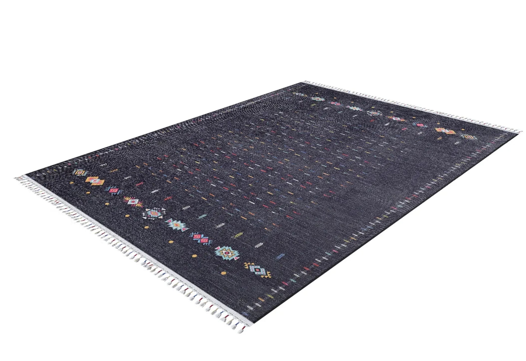 Modern Area Rug – Black Digital Print Rug With Non Slip Carpet Backing