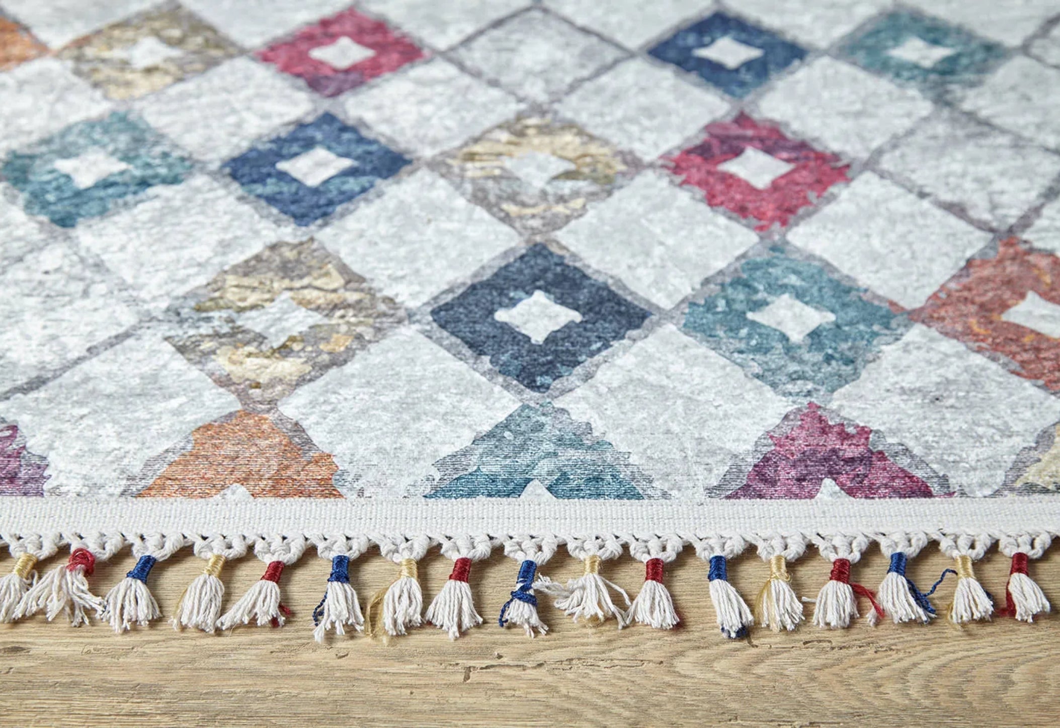 Grey Geometric Area Rug - Digital Print Non Slip Carpet for Living Room