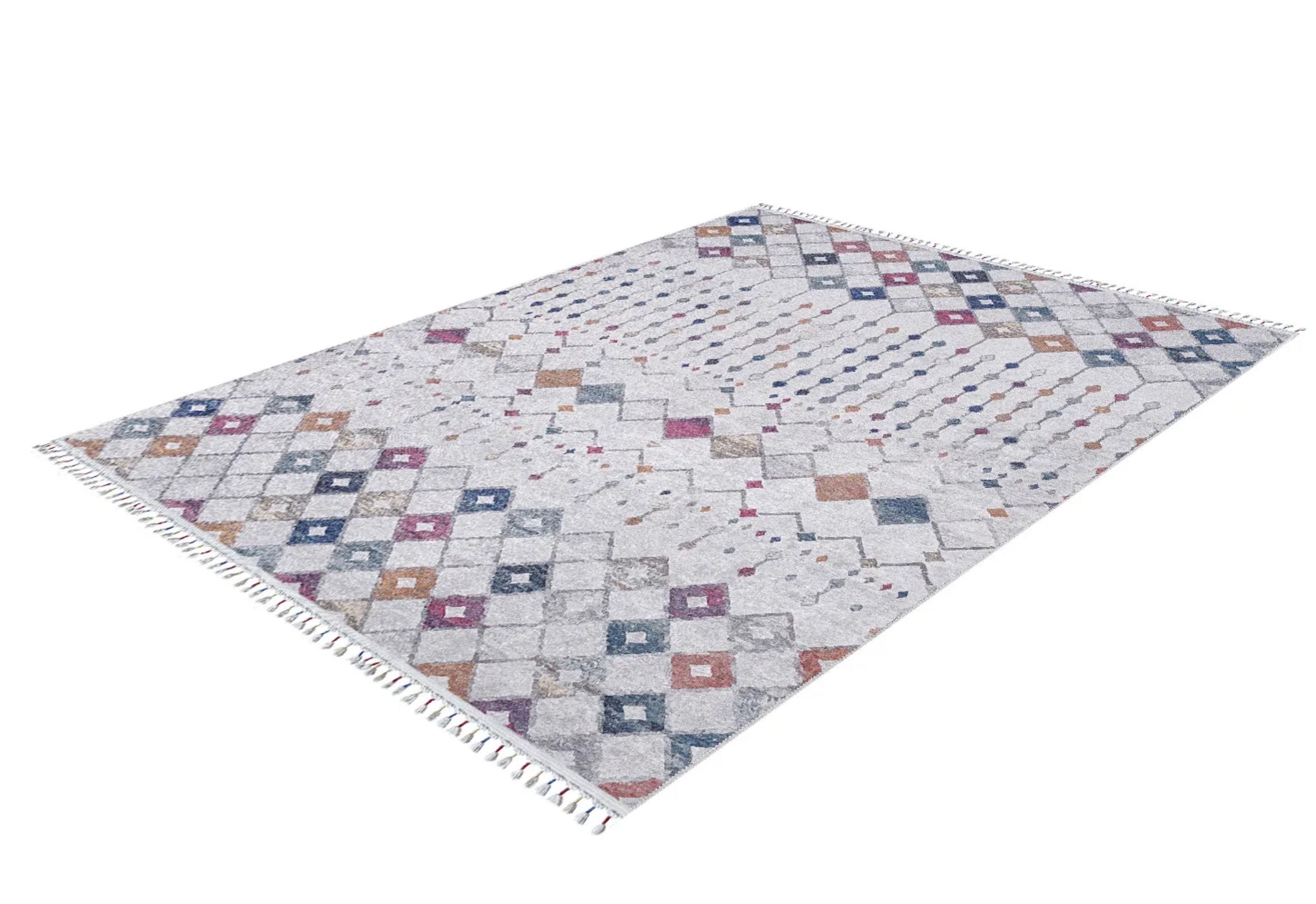 Grey Geometric Area Rug - Digital Print Non Slip Carpet for Living Room