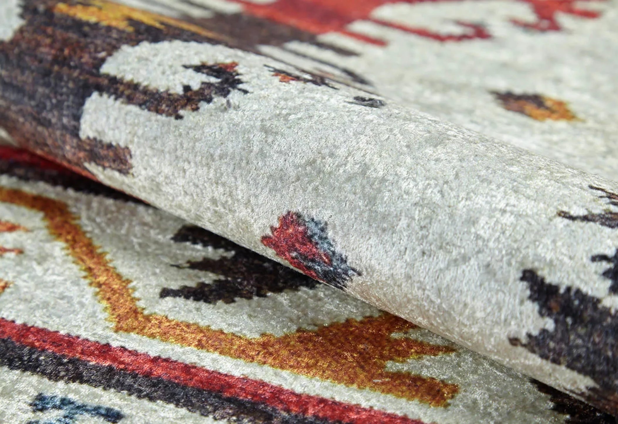 Red Geometric Area Rug - Digital Print, Antibacterial, Non Slip Carpet for Living Room