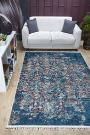 Blue Vintage Area Rug – Digital Print Rug with Non Slip Backing | Hal?net Rugs