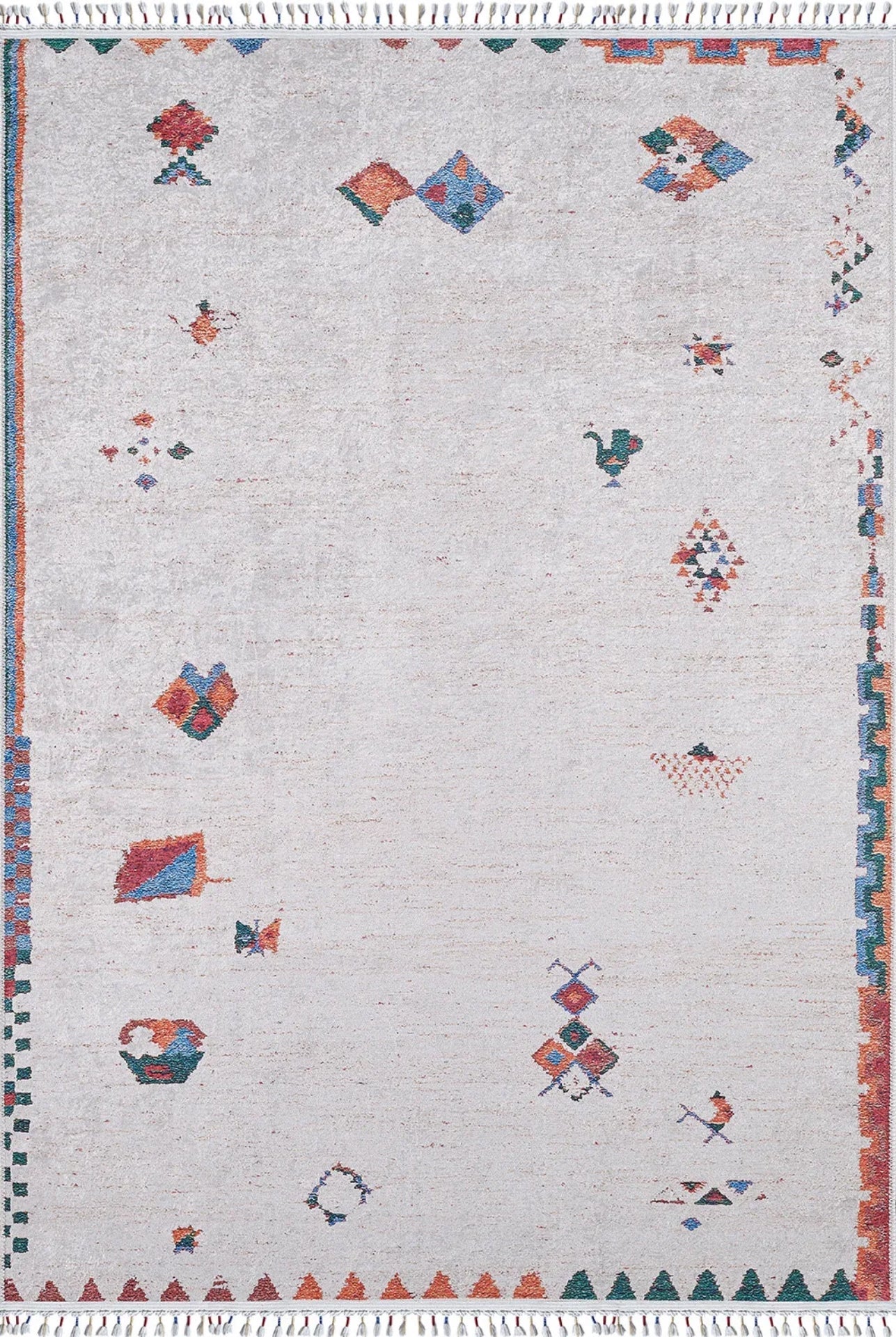 Modern Area Rug – Cream Digital Print Carpet, Antibacterial Non Slip Floor Covering