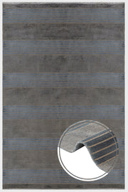 Modern Viscose Area Rug – Machine Made Anthracite Carpet with Fringed Edges