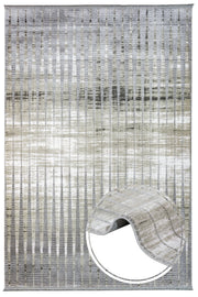 Cream Geometric Rug – Machine Made Viscose Area Rug With Fringed Edge