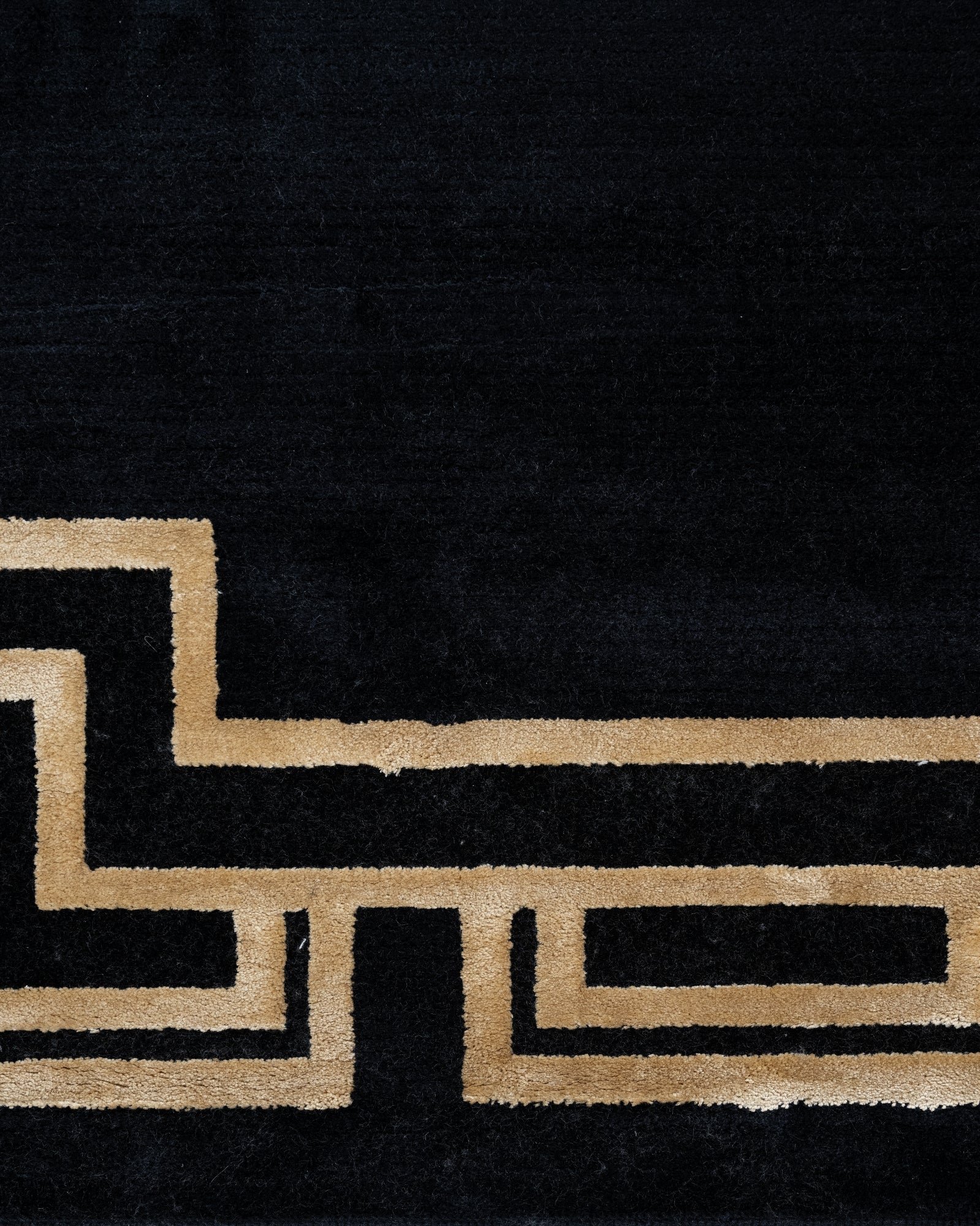 Viscose Area Rug – Black Frame Machine Made Rug With Fringed Edge