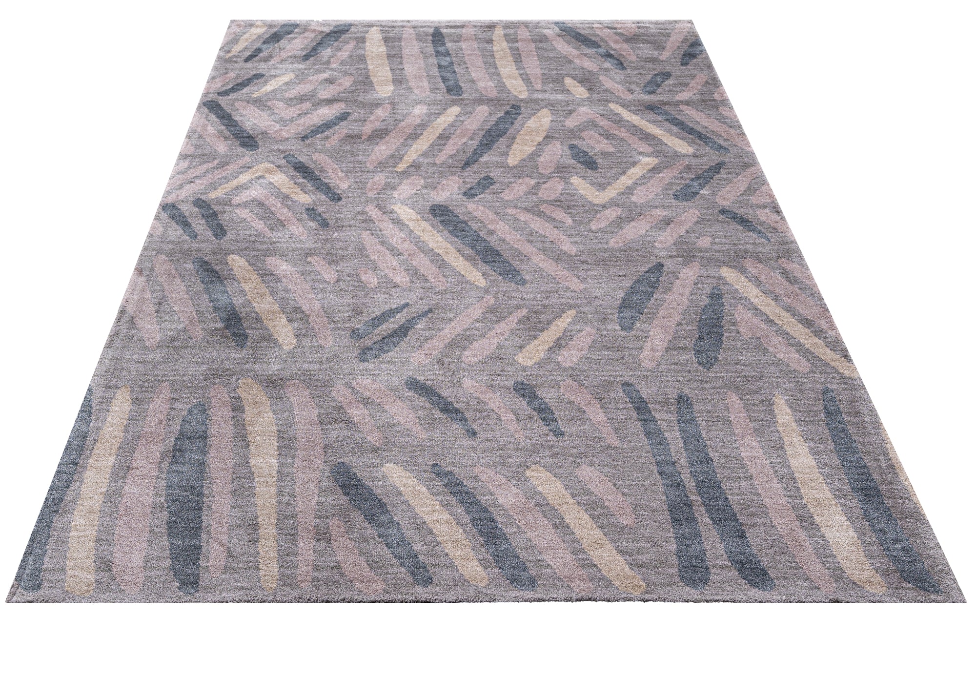 Powder Pink Rug - Modern Machine Made Axminster Woven Viscose Carpet