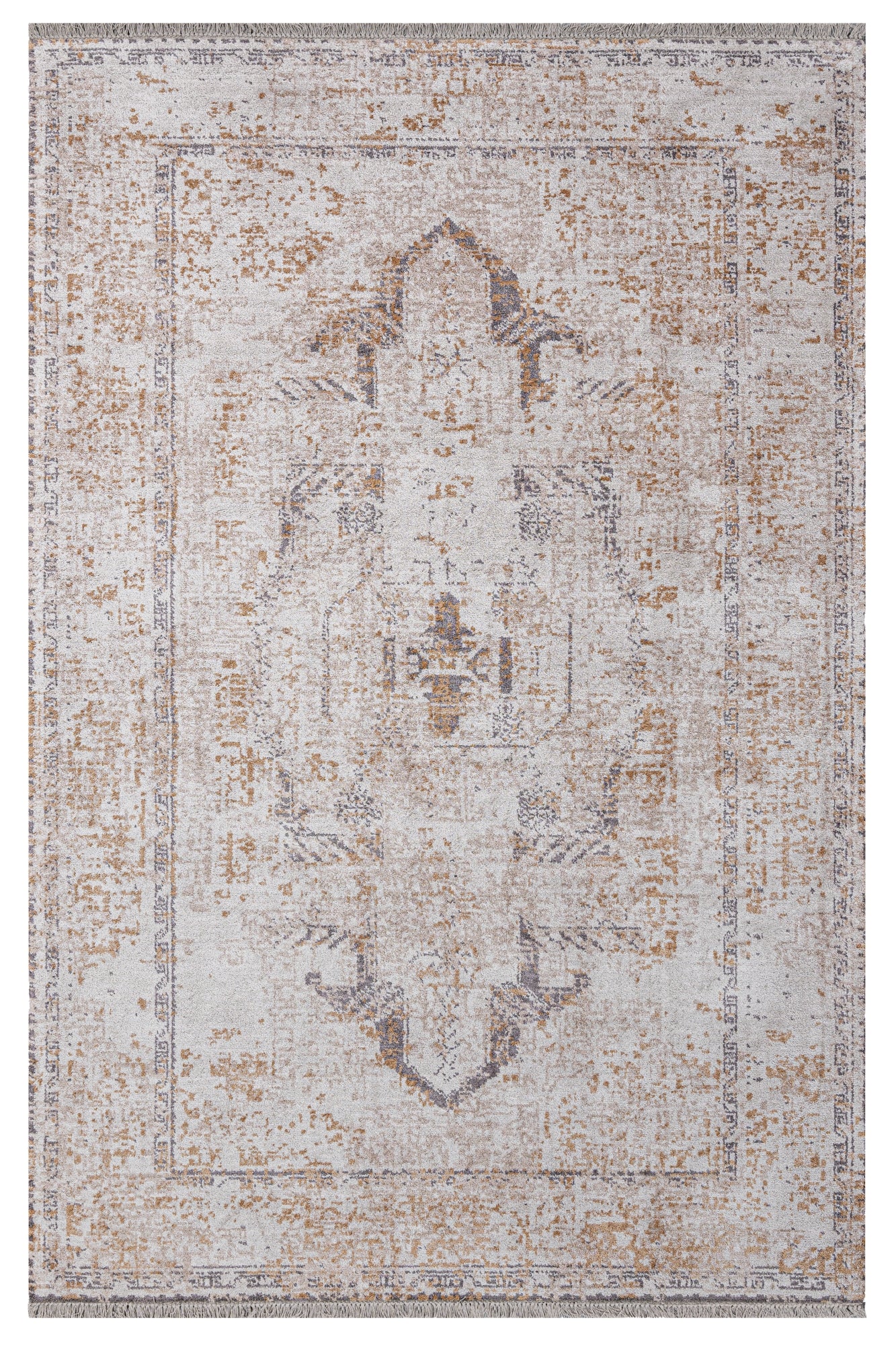 Viscose Axminster Rug – Cream Medallion Machine Made Carpet by 3S Brand