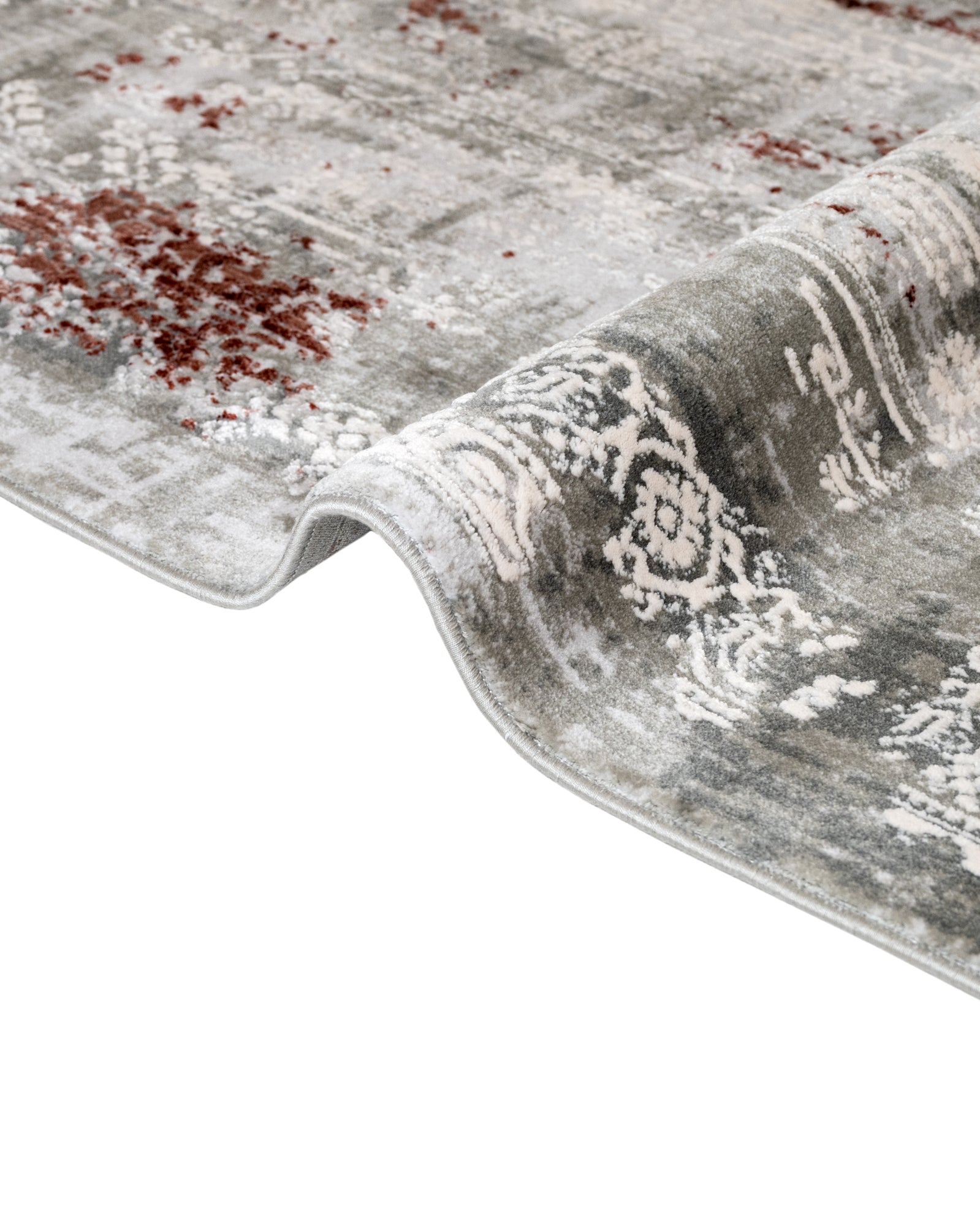 Vintage Area Rug – Burgundy Machine Made Acrylic Rug with Fringed Edges