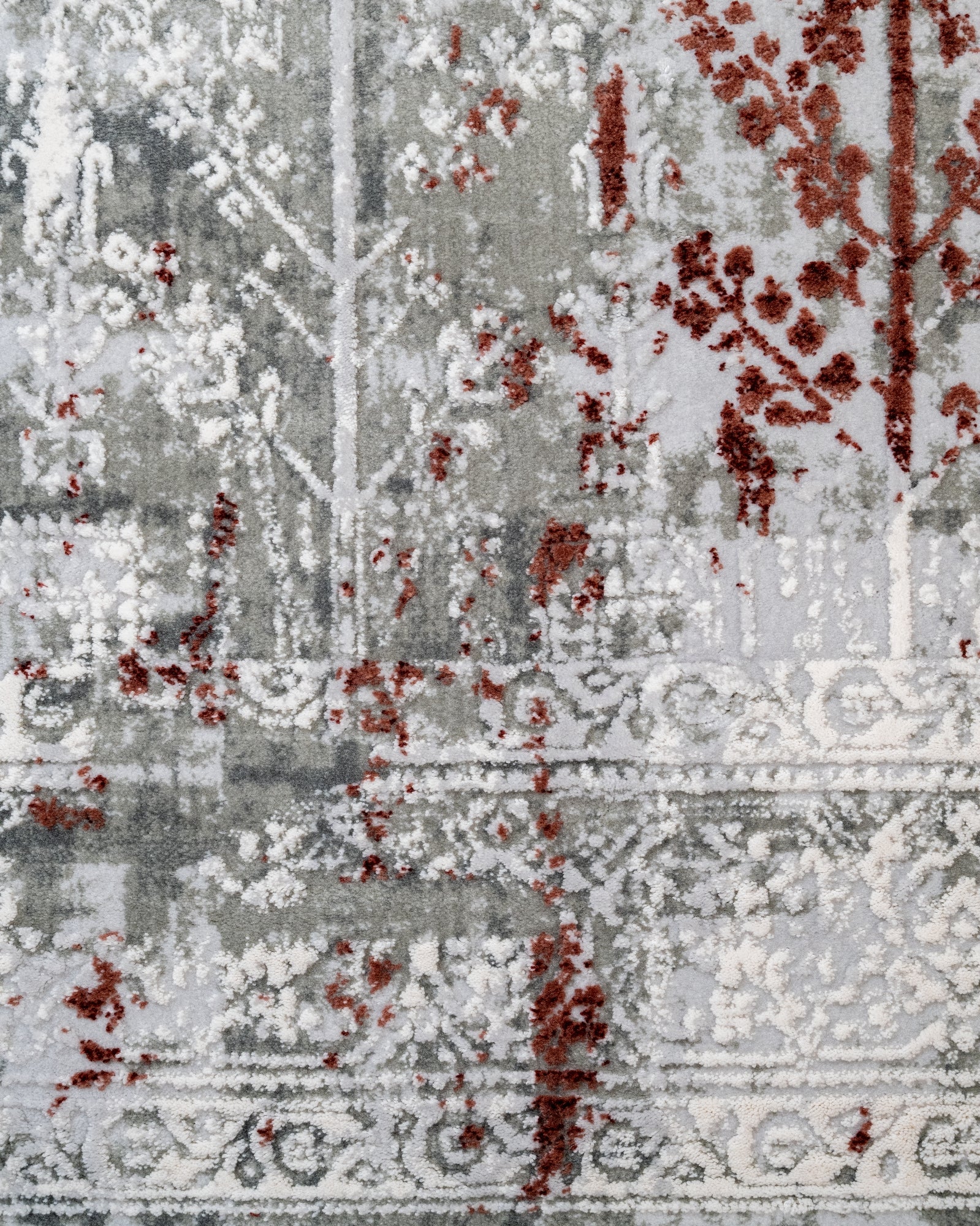 Vintage Area Rug – Burgundy Machine Made Acrylic Rug with Fringed Edges