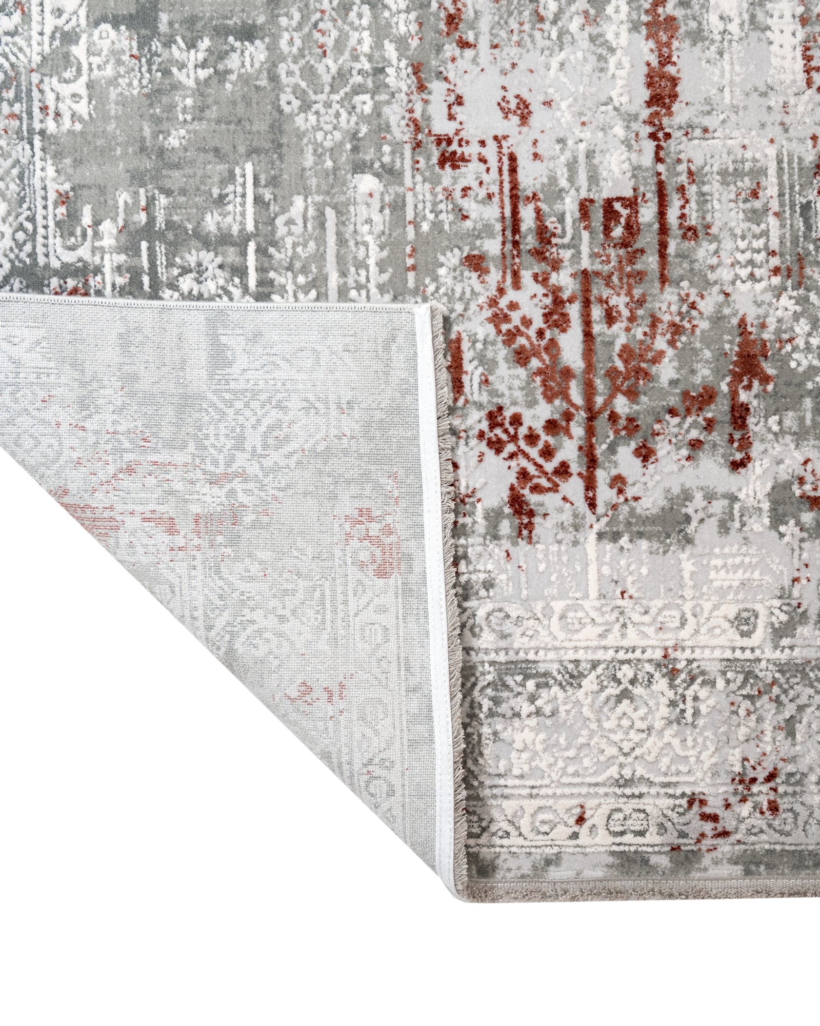 Vintage Area Rug – Burgundy Machine Made Acrylic Rug with Fringed Edges