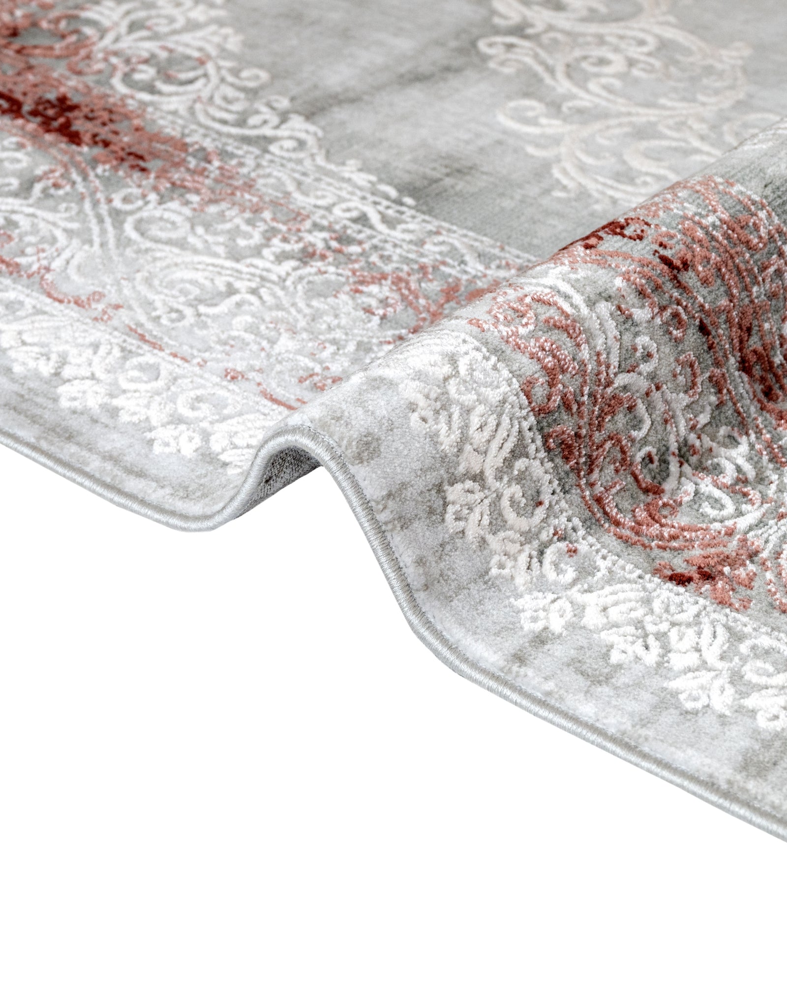 Burgundy Area Rug - Classic Machine Made Rug with Fringed Edges & Non Slip