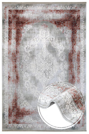 Burgundy Area Rug - Classic Machine Made Rug with Fringed Edges & Non Slip