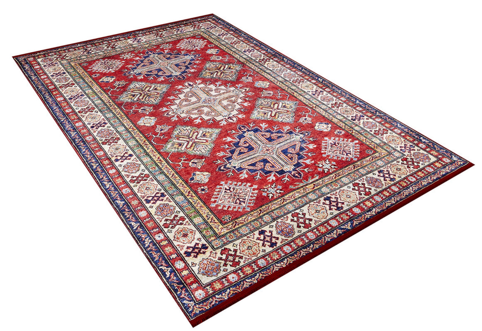 Red Geometric Area Rug – Digital Print, Non Slip, Antibacterial Carpet for Living Room