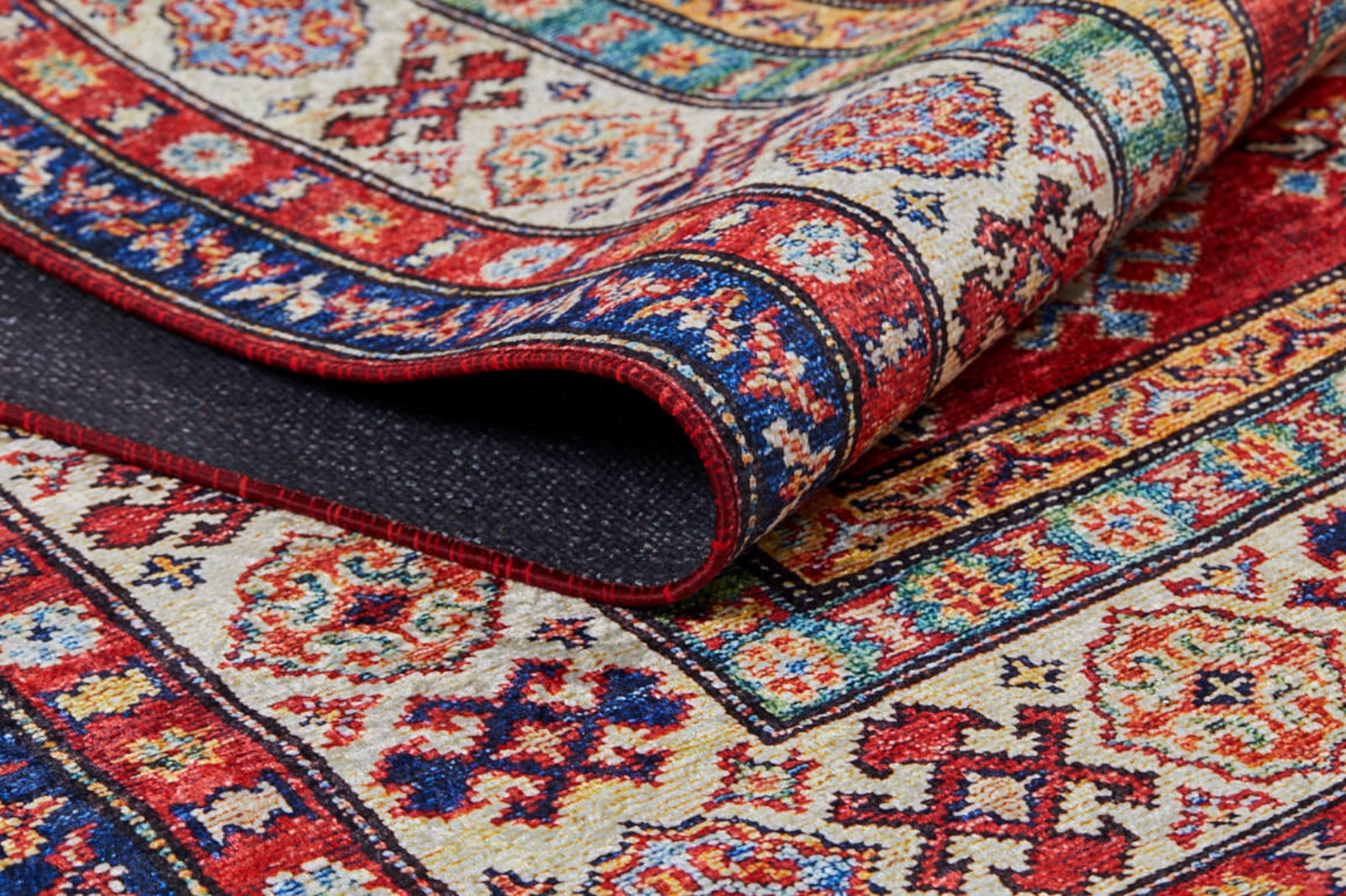 Red Geometric Area Rug – Digital Print, Non Slip, Antibacterial Carpet for Living Room