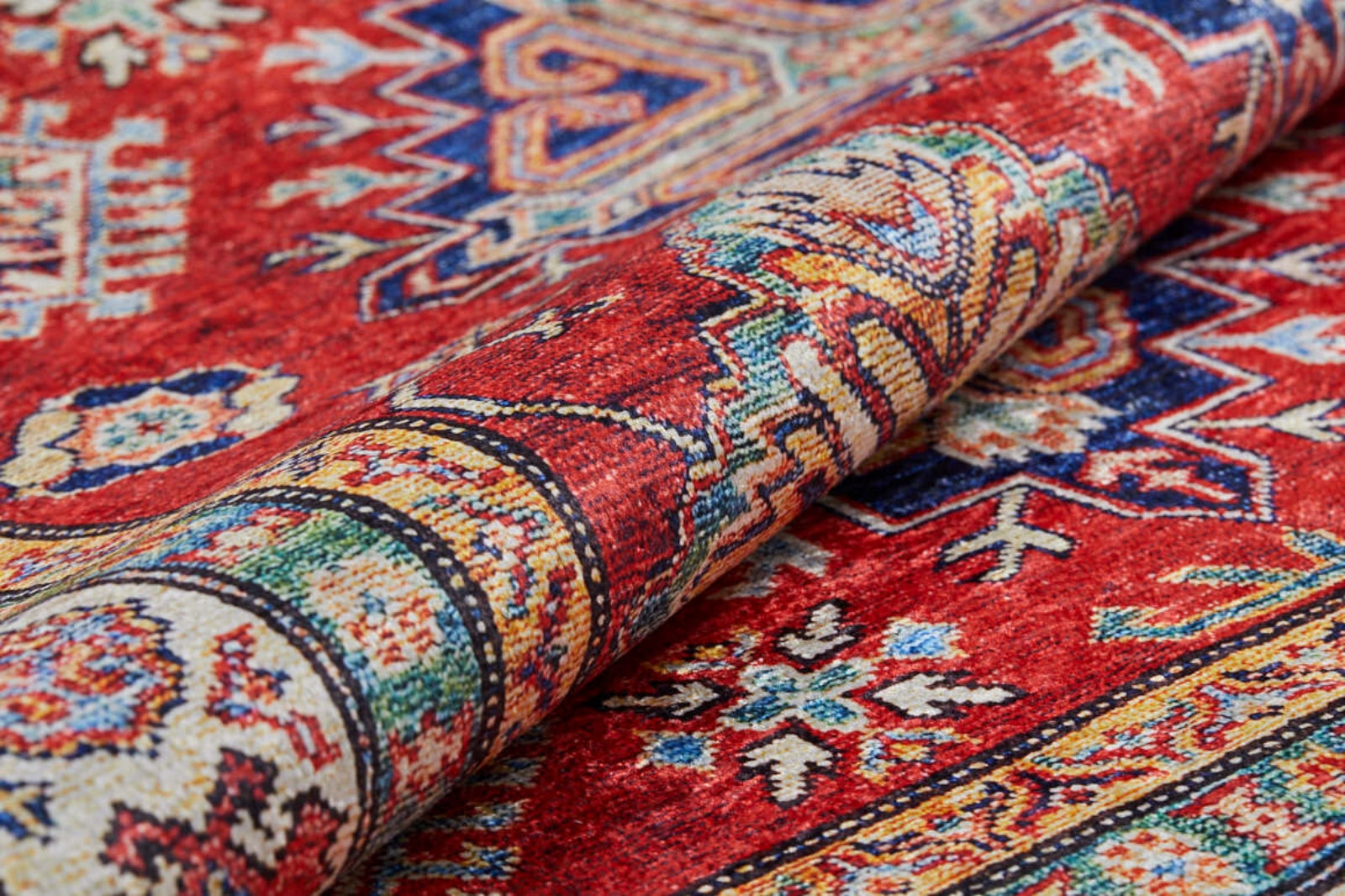 Red Geometric Area Rug – Digital Print, Non Slip, Antibacterial Carpet for Living Room