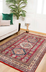 Red Geometric Area Rug | Stylish Area Rug with Digital Printed Carpet & Non Slip Backing