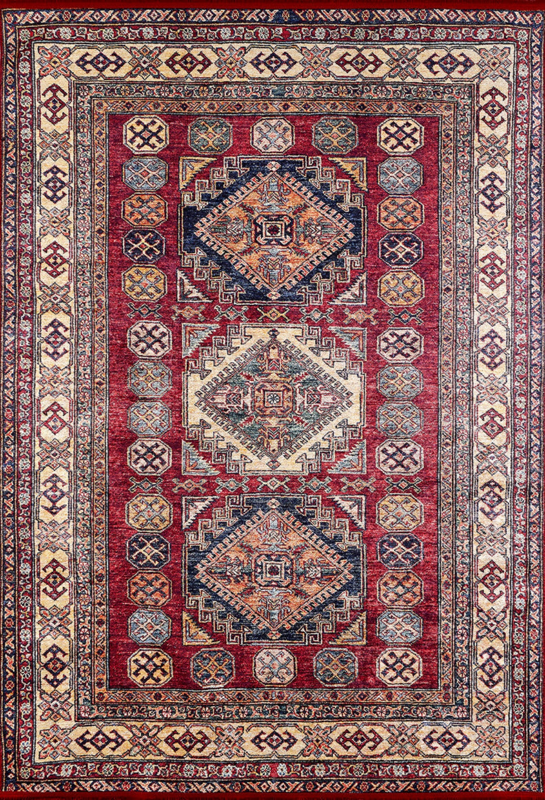 Red Geometric Area Rug | Stylish Area Rug with Digital Printed Carpet & Non Slip Backing
