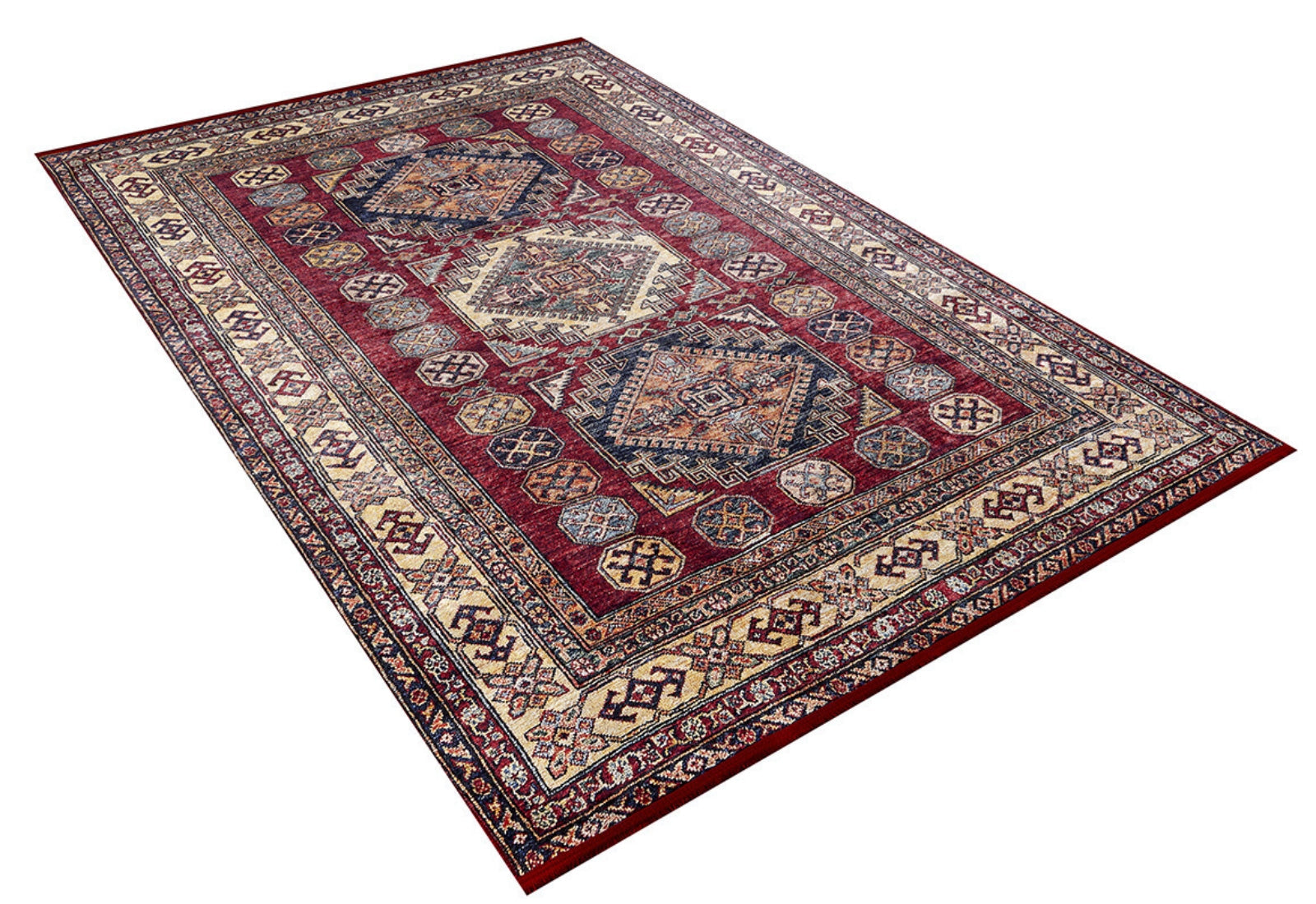 Red Geometric Area Rug | Stylish Area Rug with Digital Printed Carpet & Non Slip Backing
