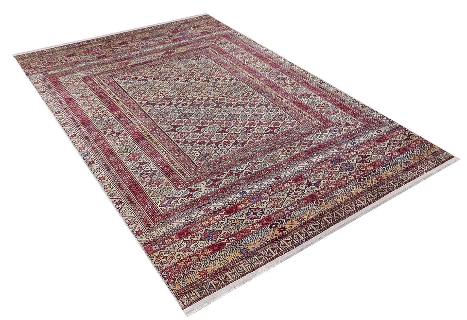 Red Geometric Area Rug - Digital Print Rug | Non Slip Carpet for Living Room
