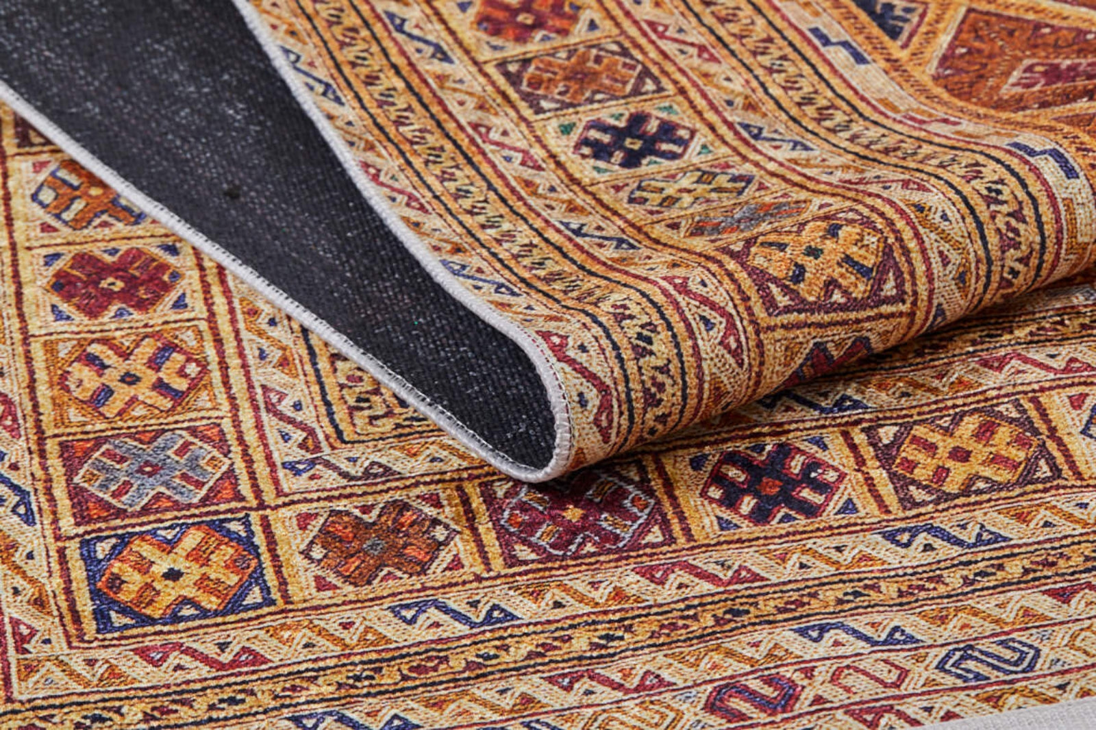 Orange Geometric Area Rug - Digital Print Non Slip Washable Carpet for Living Room