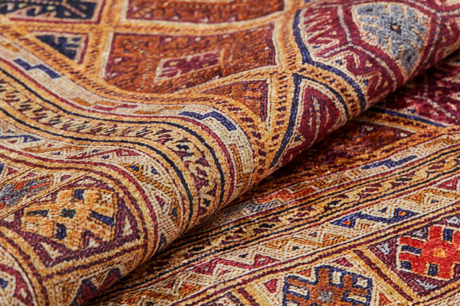 Orange Geometric Area Rug - Digital Print Non Slip Washable Carpet for Living Room