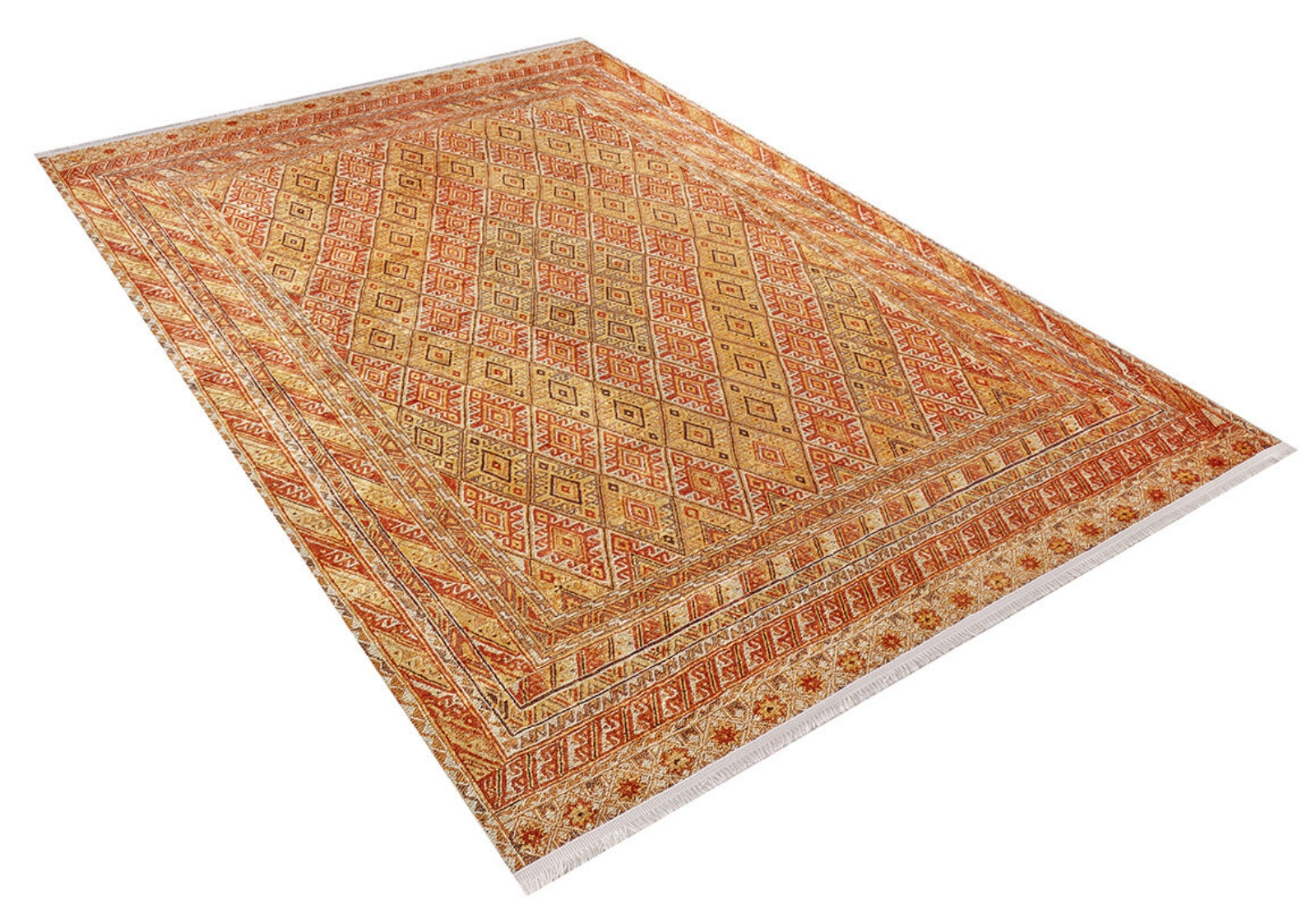 Orange Geometric Area Rug – Digital Print, Non Slip, Antibacterial Carpet