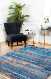 Modern Digital Area Rug – Blue Digital Print Carpet, Non Slip, Antibacterial