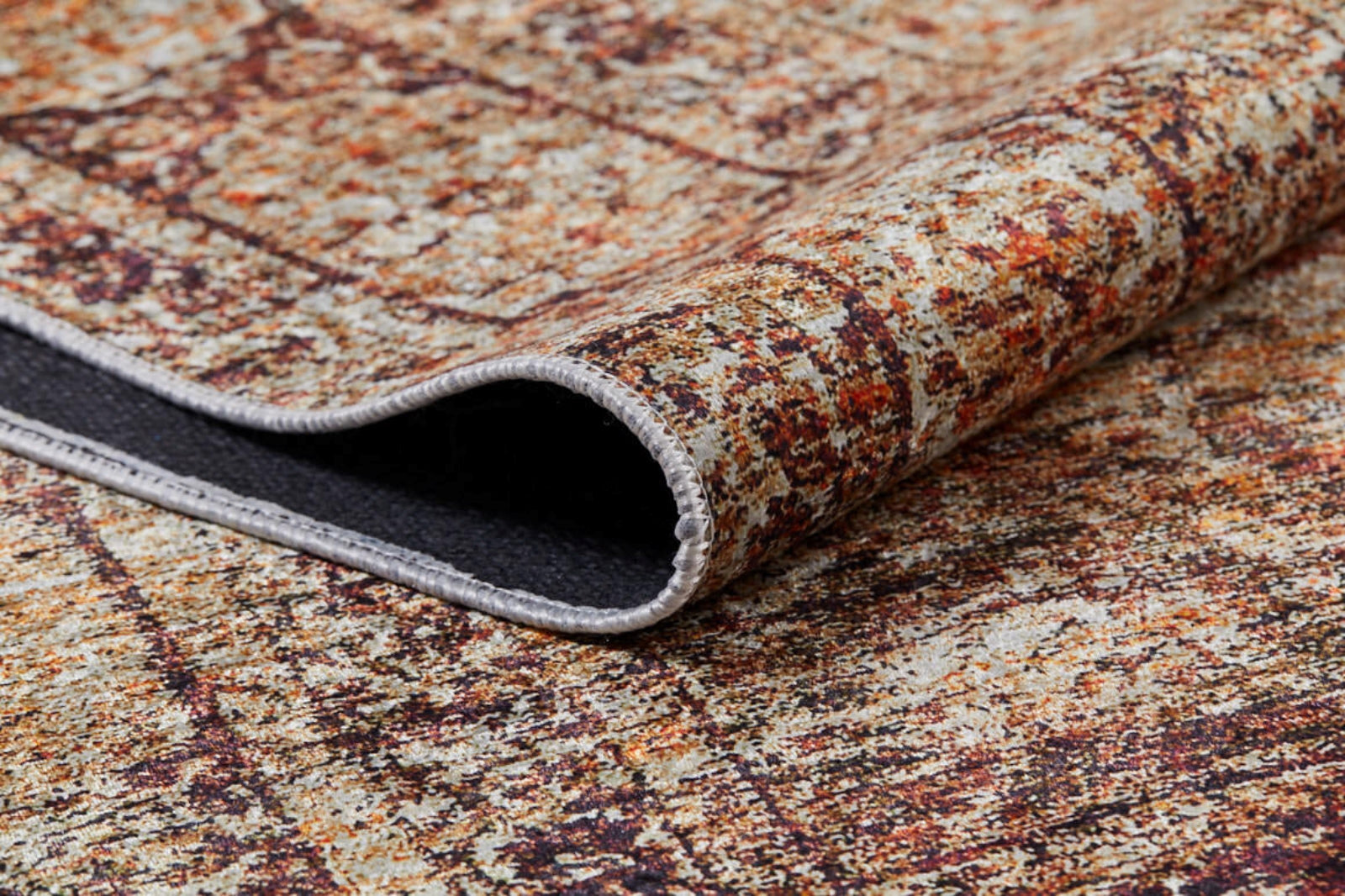 Vintage Area Rug – Brown Digital Print Carpet | Antibacterial, Non Slip, Washable
