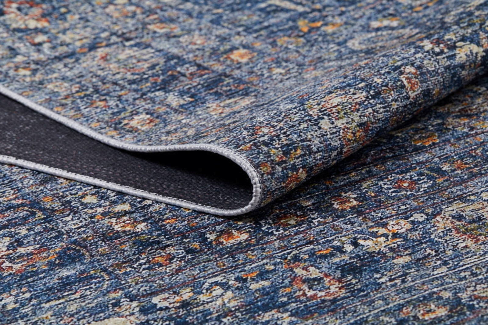 Blue Vintage Area Rug - Digital Print, Non Slip, Antibacterial Carpet for Living Room